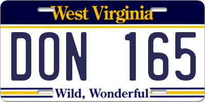 WV license plate DON165