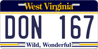 WV license plate DON167
