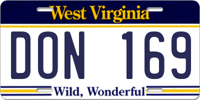 WV license plate DON169