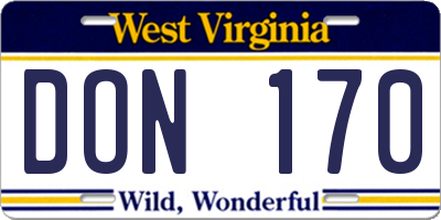 WV license plate DON170