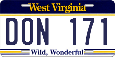 WV license plate DON171