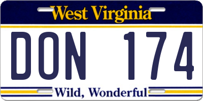 WV license plate DON174