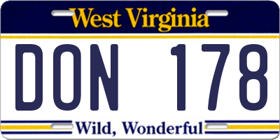 WV license plate DON178