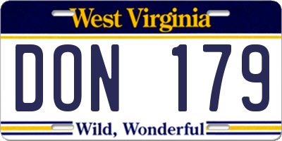 WV license plate DON179
