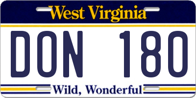 WV license plate DON180