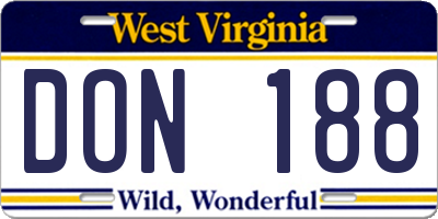 WV license plate DON188