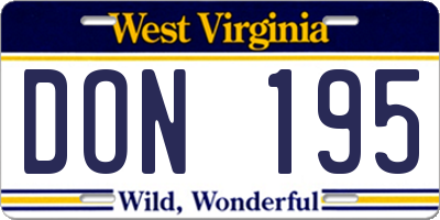 WV license plate DON195