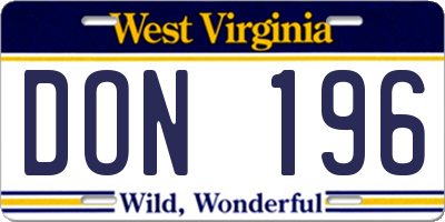 WV license plate DON196