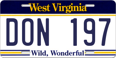 WV license plate DON197
