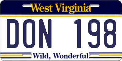WV license plate DON198