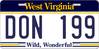 WV license plate DON199
