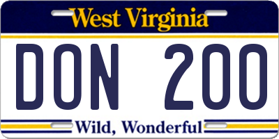 WV license plate DON200