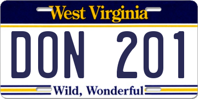 WV license plate DON201