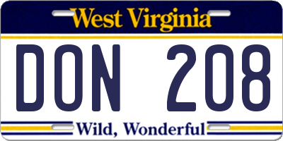 WV license plate DON208