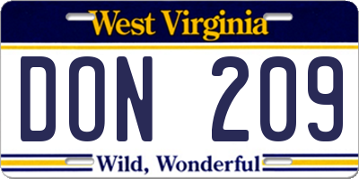 WV license plate DON209