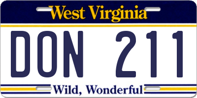 WV license plate DON211