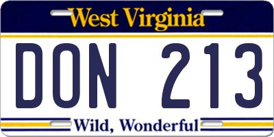WV license plate DON213