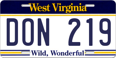 WV license plate DON219