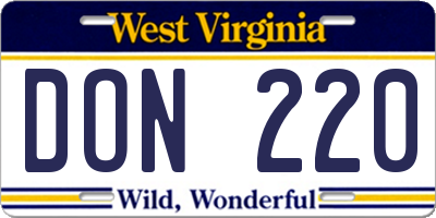 WV license plate DON220