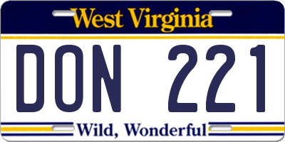 WV license plate DON221