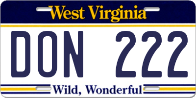 WV license plate DON222
