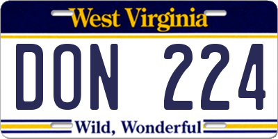 WV license plate DON224