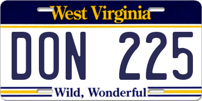 WV license plate DON225