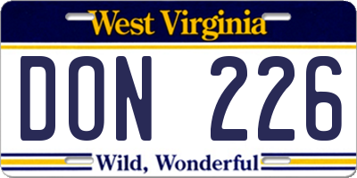 WV license plate DON226