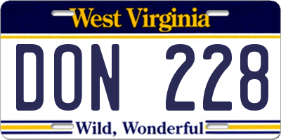 WV license plate DON228