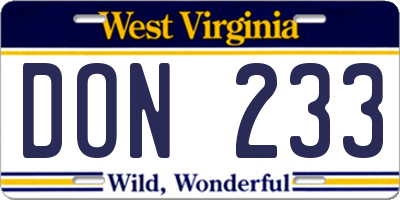 WV license plate DON233