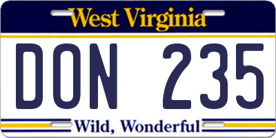 WV license plate DON235