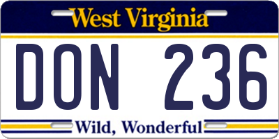 WV license plate DON236
