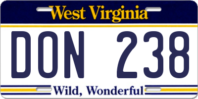 WV license plate DON238