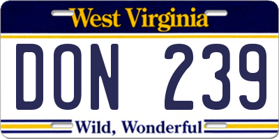 WV license plate DON239
