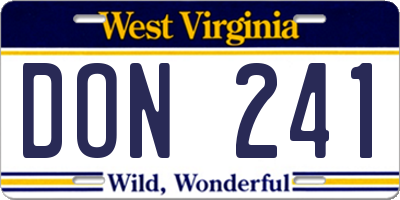 WV license plate DON241