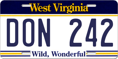 WV license plate DON242