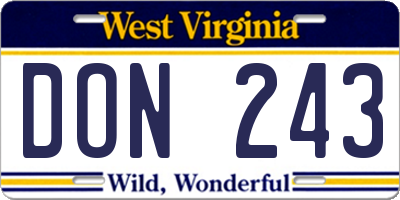 WV license plate DON243