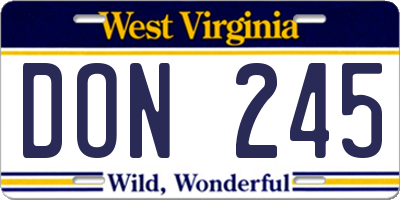 WV license plate DON245