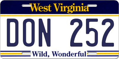 WV license plate DON252