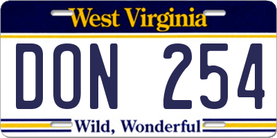 WV license plate DON254