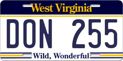WV license plate DON255