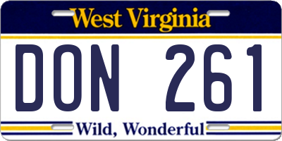 WV license plate DON261
