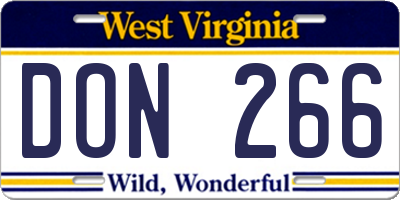 WV license plate DON266