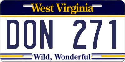 WV license plate DON271