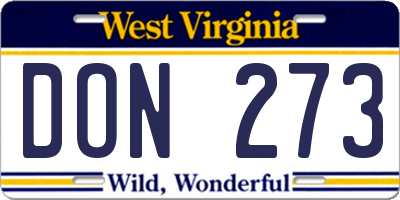 WV license plate DON273