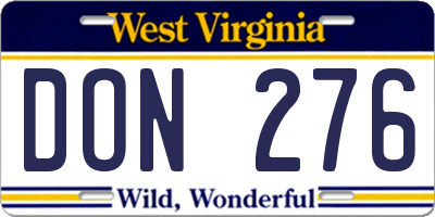 WV license plate DON276