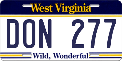 WV license plate DON277