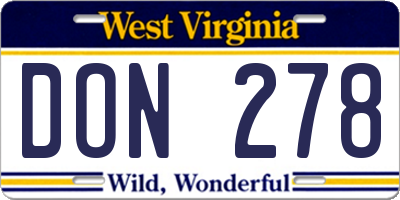 WV license plate DON278