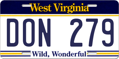 WV license plate DON279