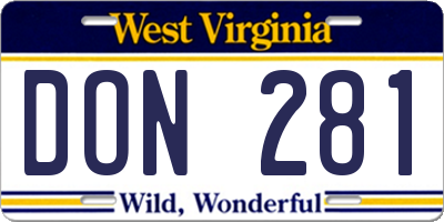 WV license plate DON281